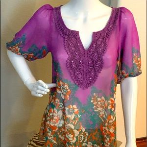 Embellished Tunic Blouse Size Small